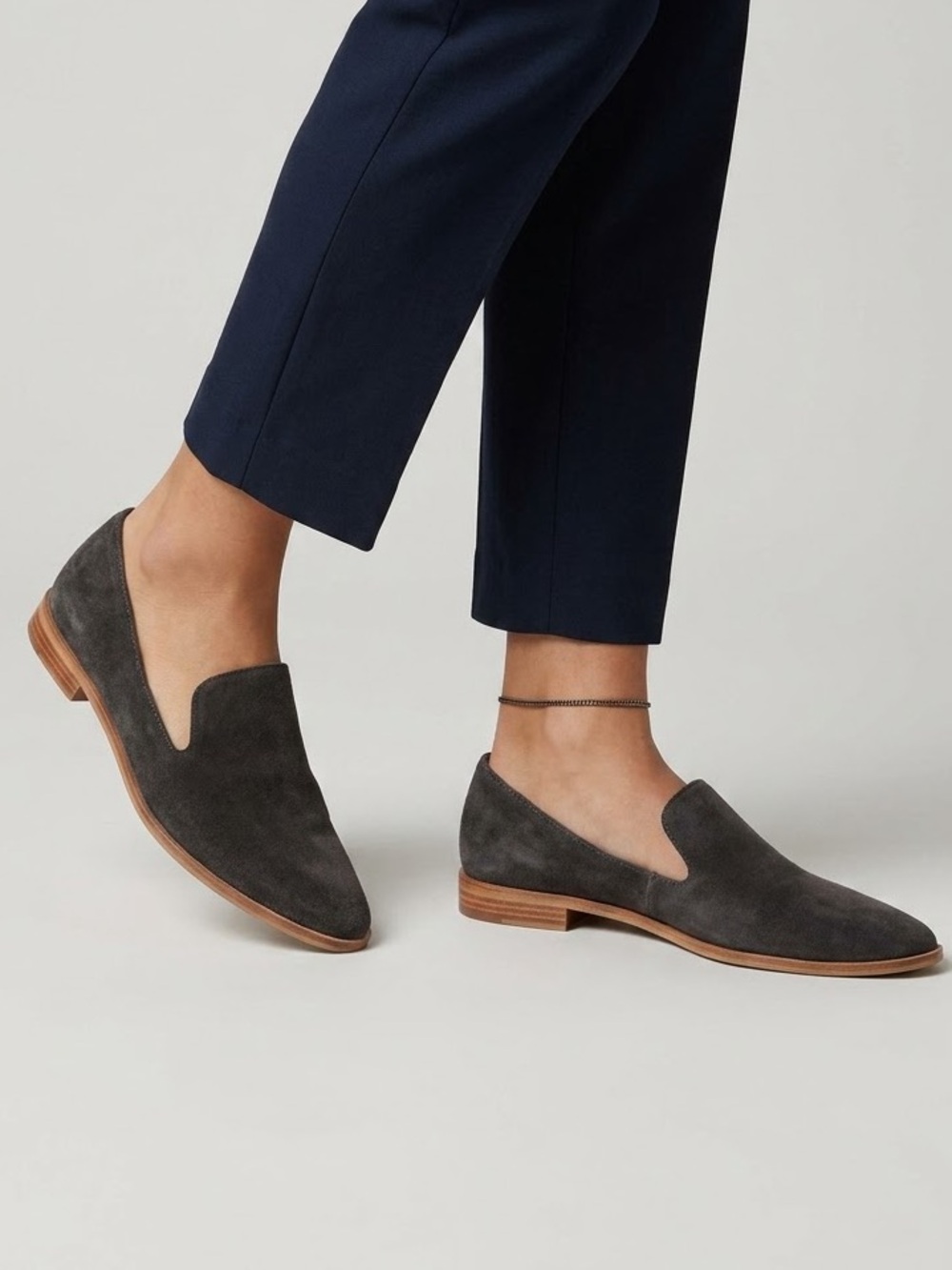 Crown Vintage Carla Suede Pointed Slip-On Loafers